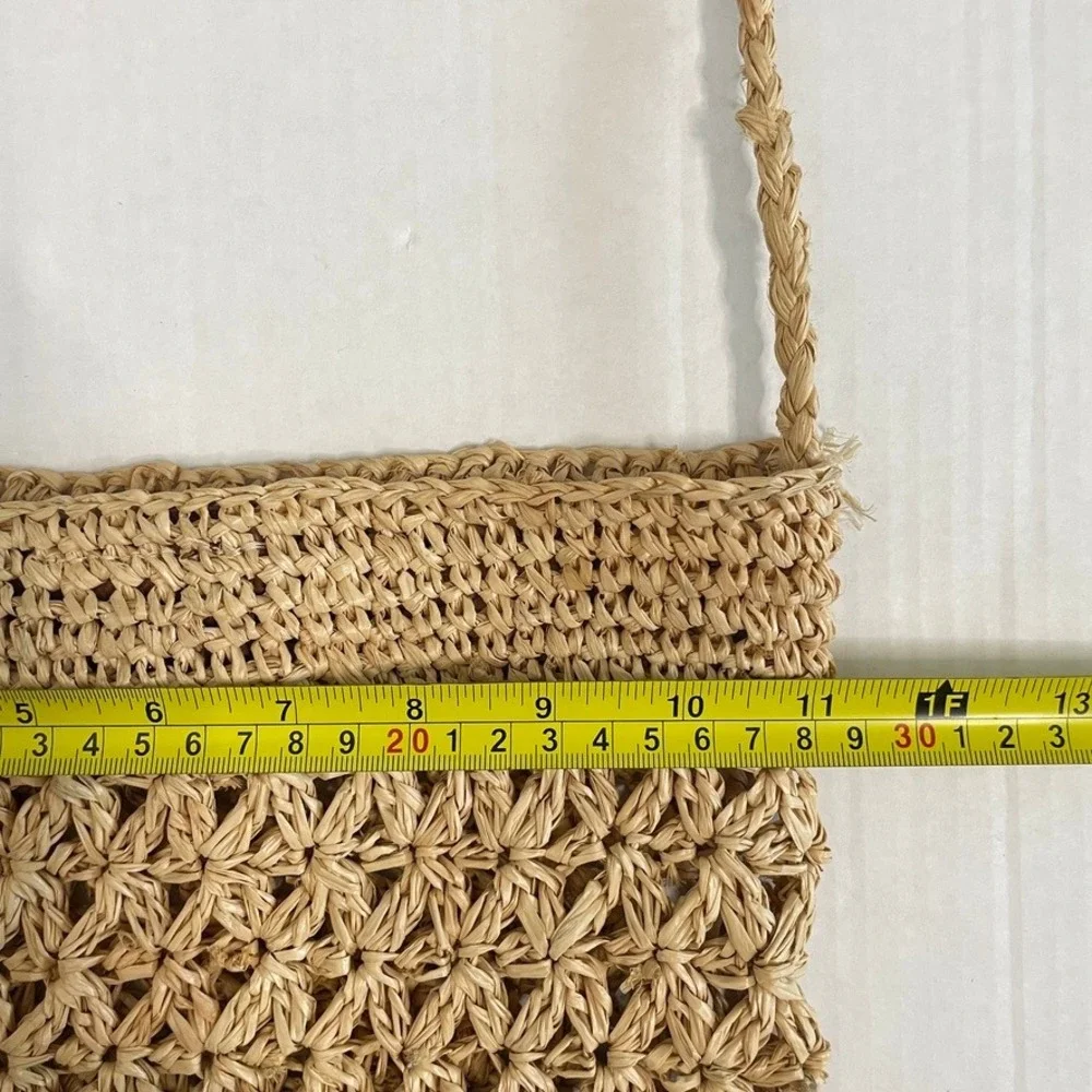 The White Company Straw Bag Womens Tan Woven Braided Strap Boho Beachy Coastal